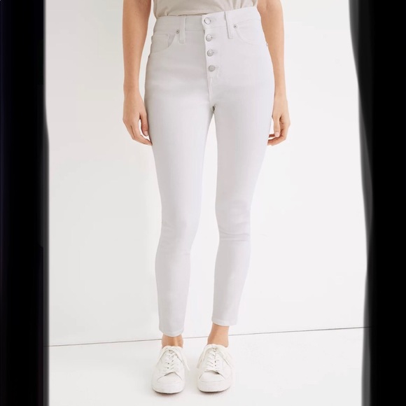 Madewell curvy high-rise skinn crop jeans in pure white: button-front edition 28 - Picture 1 of 8